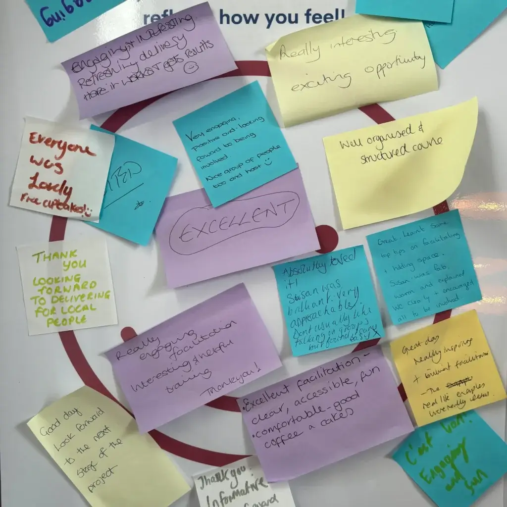 Training feedback board of post-its